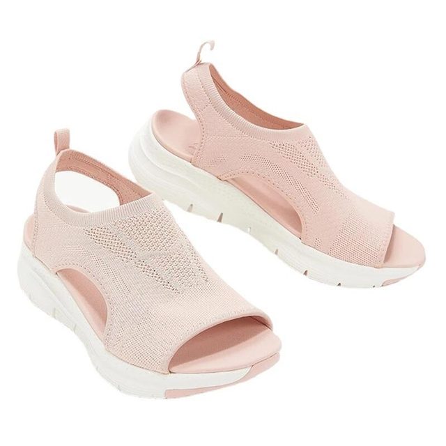 women 2022 mesh soft solid color casual sneakers women sandals flat fish mouth simple shoes ladies summer plus size