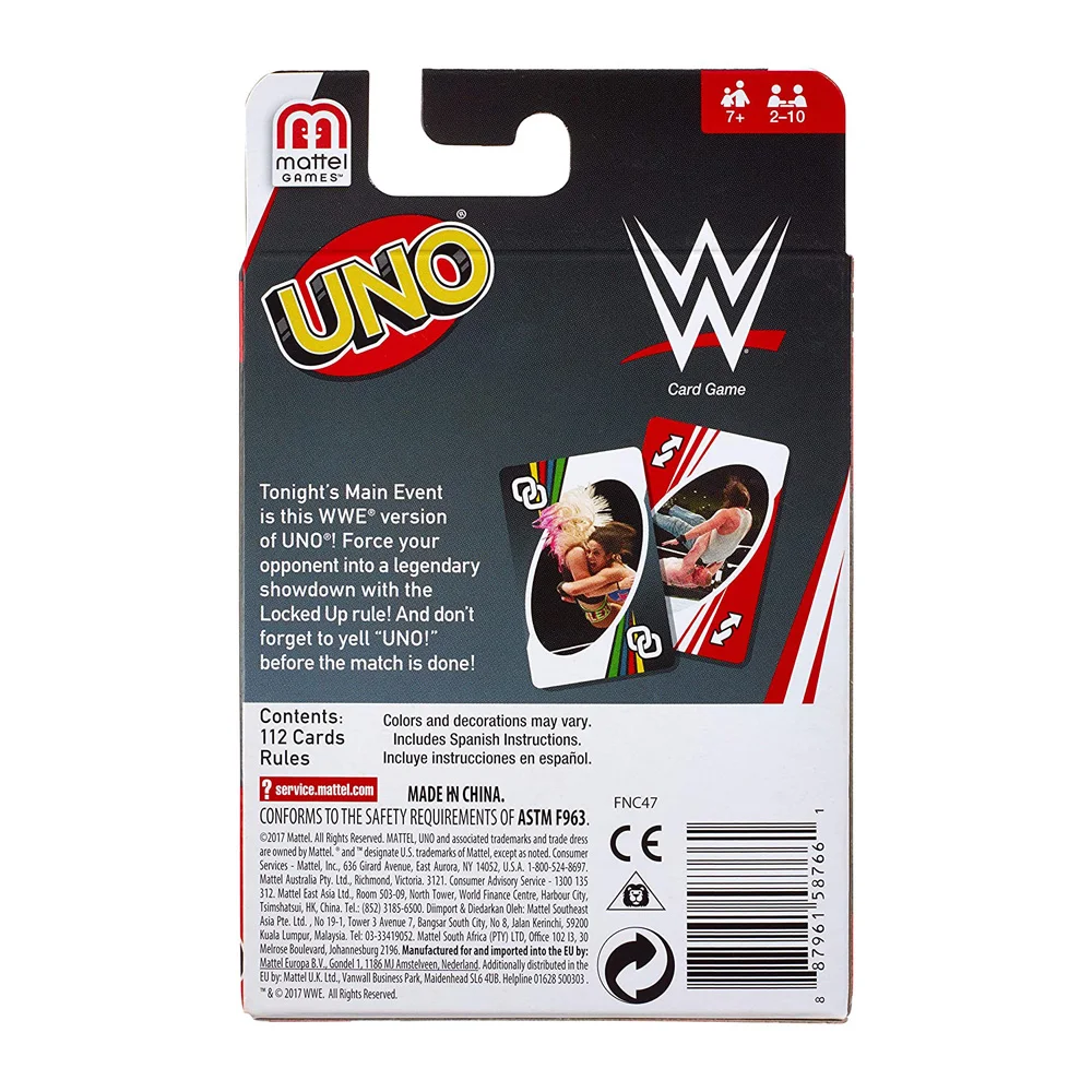 Mattel игры UNO WWE карточная игра семья забавное развлечение настольная Веселые покер