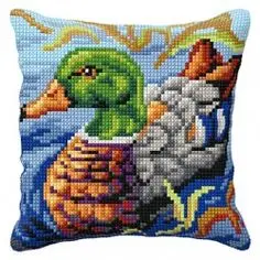 

Duck Latch Hook Pillow Sets Forest Style Cushion Embroidered Crafts Needlework Latch Hook Rug Kits DIY For Punk Stripes