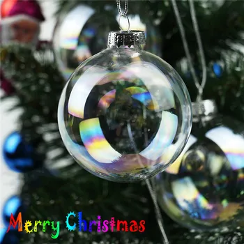 

12PCS 6cm Transparent Iridescent Glass Ball Plastic Bauble Ornament Christmas Party Hanging Pendant Gift Package Supplies