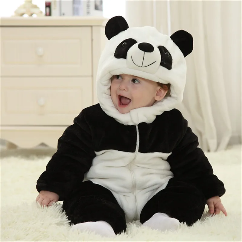 C Baby Rompers Newborn Boys Girls Jumpsuit Clothes Hooded Pajamas Winter Warm Spiderman Batman Fleece Costumes roupas de bebe - Цвет: C
