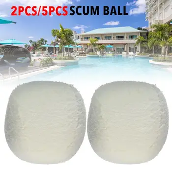 

5Pcs Pool Oil Absorbing Scum Fiber Ball Hot Tub Filter Garden Pool Cleaner Reusable Spa Floating Cleaning Tool Pool Accessories