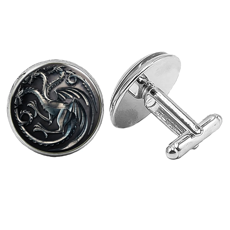 2019 New Movie Peripheral Rights King's Game Cufflinks Gothic Glass Cabochon Men's Cufflinks To Send Men's Gift Jewelry