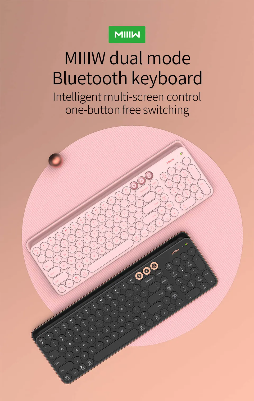 Xiaomi Mijia Youpin Bluetooth Двухрежимная клавиатура цифровой Bluetooth и USB два соединения Один кнопочный переключатель полноразмерный ноутбук