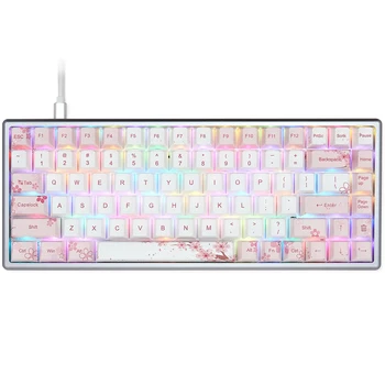 

gk84 Mechanical keyboard 75% dye sub keycap cnc anode aluminum light rgb ink paintingsakura lotus bluetooth 4.0 USB Dual Mode