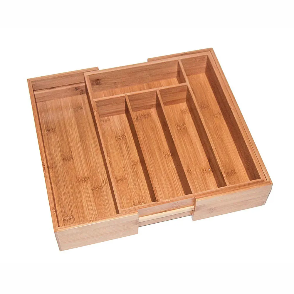

Retractable Bamboo Box Cutlery Box Kitchen Dining Box Bamboo Compartments Drawer Type Tableware Storage Storage Box