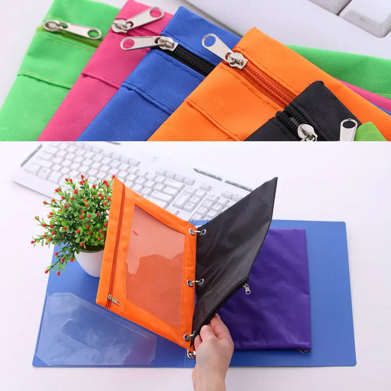1 шт. папка на молнии с кольцом и заклепками 3 отверстиями|office supplies files|zippered binderfile bag