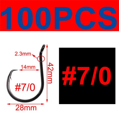 100pcs size 710 100 шт. пресноводные морские рыболовные крючки черные никелевые колючие круглые Крючки из высокоуглеродистой стали крючок для ловли сома тунца 10 размеров - Цвет: 100pcs size 710