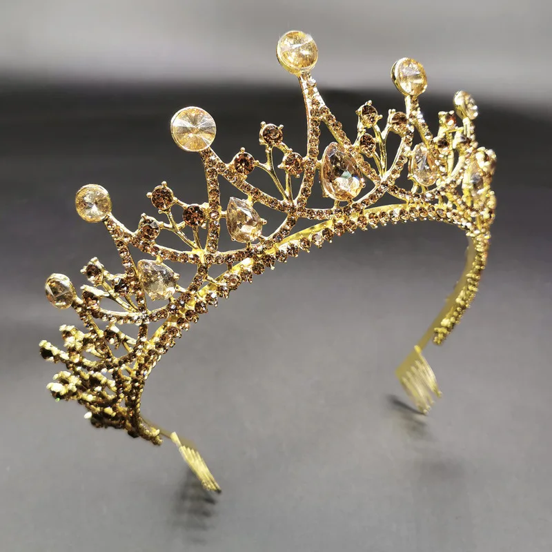 Luxury Crowns Gold Color Rhinestone Headpieces Bridal Wedding Tiaras Hair Accessories for Women Girls Costume Party Jewelry | Украшения и