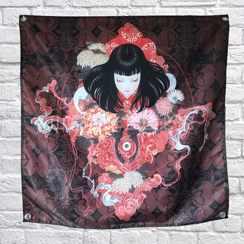 

Geisha Japanese ukiyo-e Tattoos Poster Scrolls Draperies Curtains Hanging Flags Tattoo Shop Decor Banners Waterproof Art Cloth
