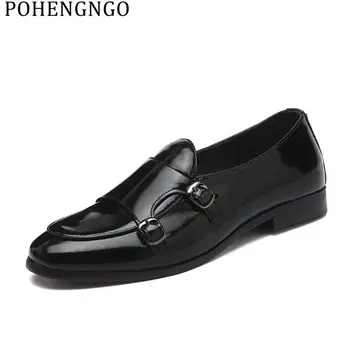 

Fashion Belt Buckle Men British Style Casual Flats Club Men Party Dance Social Shoes 2019 New Men Dress Wedding Shoes