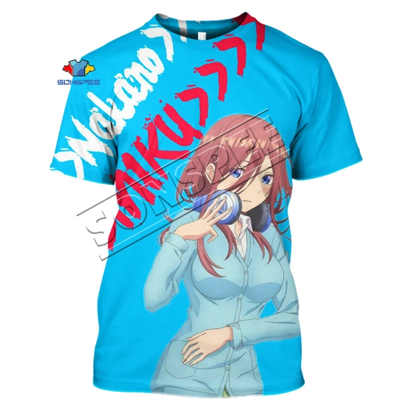 SONSPEE/футболка для девочек с 3D принтом унисекс аниме Quintessential Quintuplets Kawaii летняя