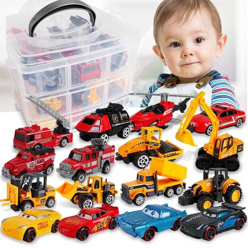 

Children Alloy Toy Firefighting Engineering Vehicle Car Model Toy with Storage Box Boy Gift Holiday