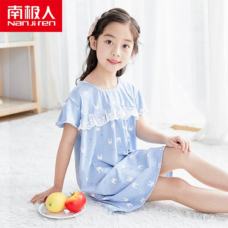 Nanjiren レースドレス寝間着子供モーダルパジャマガールナイトドレス子供パジャマのドレス 4 18 歳 Xxx 女の子 Nightgowns Aliexpress