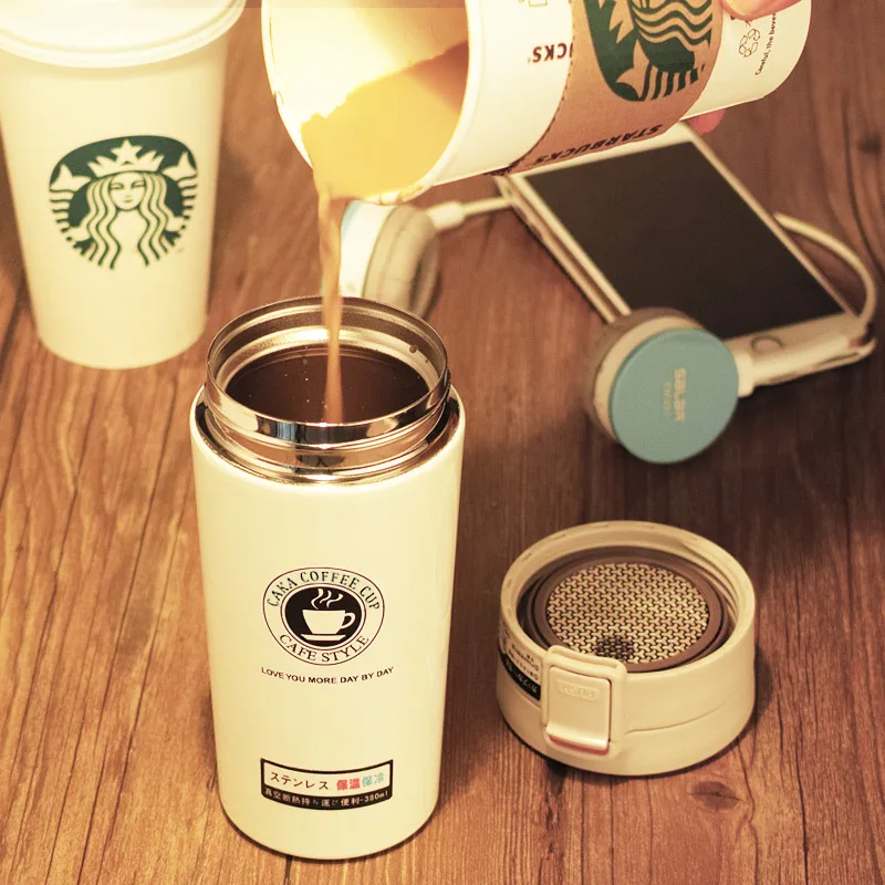 

380ml Double Wall Stainless Steel Thermos Coffee Mug Cup Coffee Travel Mug Vacuum Flasks for Water Thermo Coffee Cup