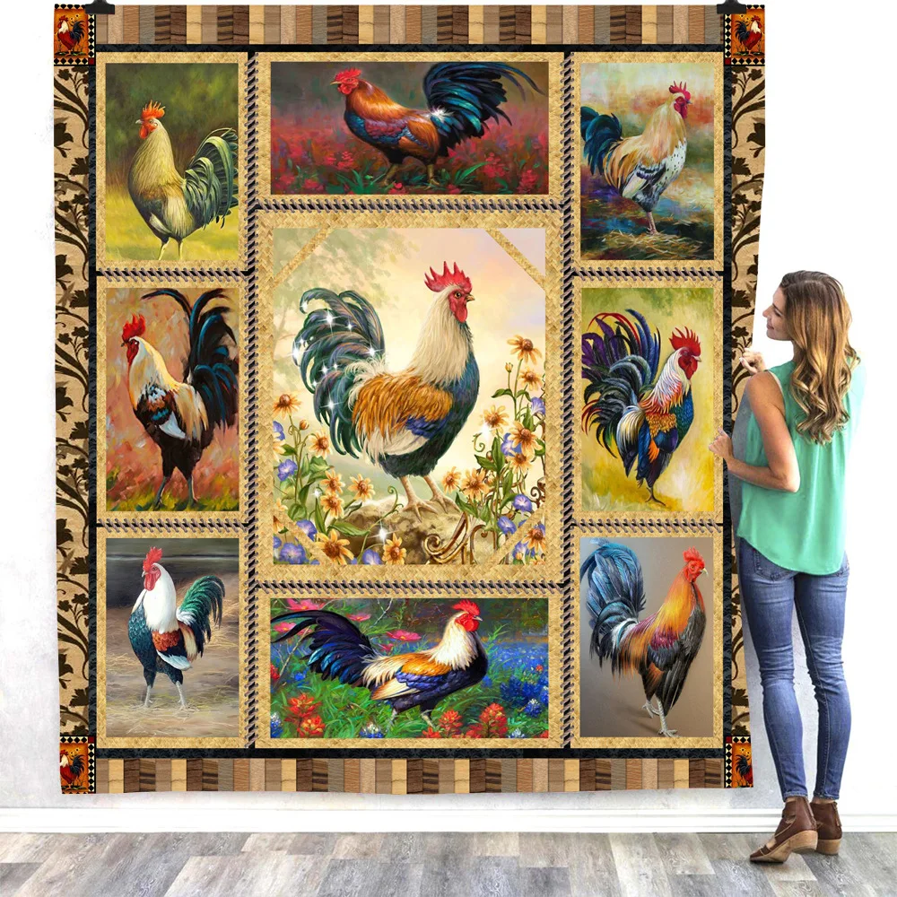 

Rooster 3d printed fleece blanket for Beds Hiking Picnic Thick Fashionable Bedspread Sherpa Throw Blanket 04