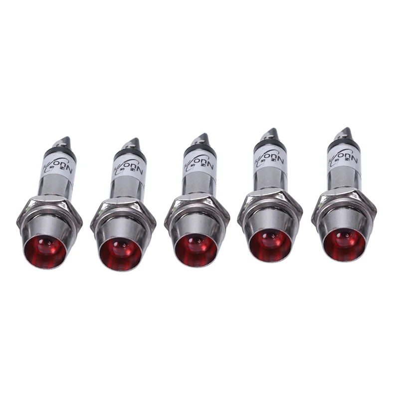 

ABUI-AC 220V Red metal LED lamp light pilot signal indicator 5 pieces
