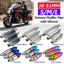 Для Honda Для Kawasaki 38-51 мм нержавеющая сталь Мотоцикл выхлопная труба глушителя с глушителем Универсальные выхлопные системы S/M/L