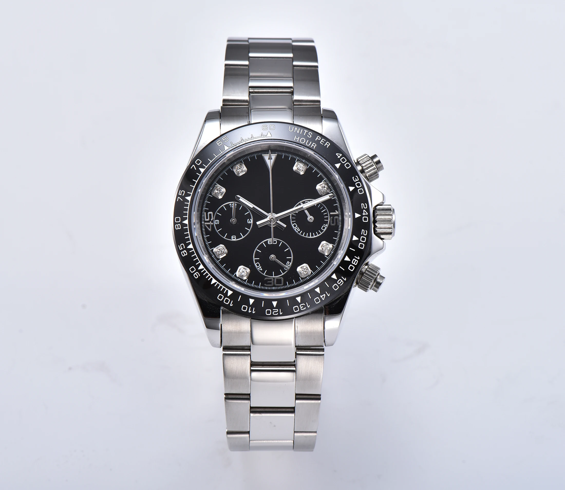 

VK63 Watch chronograph quartz Luminous Hands movement 39MM sapphire ceramic bezel luminous pointer steel bracelet 82411