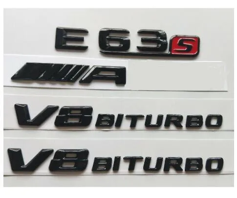 Блестящие черные 3D буквы E63s Для AMG V8 BITURBO эмблемы для Mercedes W212 W213