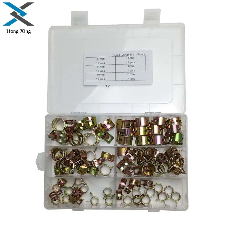 

84pcs Spring Band Type Action Fuel line Clamp Silicone Vacuum Hose Pipe Clamp Hose Clamp Low Pressure Air Clip Clamp (10-18mm)