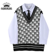 

Long Sleeves Women 2022 Spring Shirt Korean Fashion Knitted Vest Suit Baggy Button Up Simplicity Blouse Casual Ladies TOP Shirt