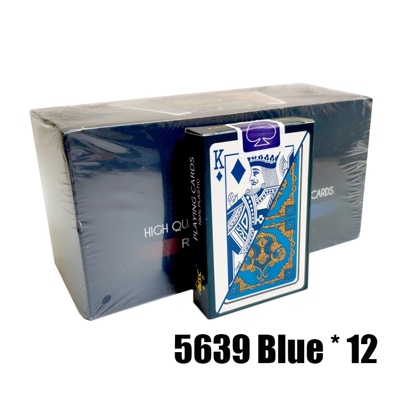 5639 Blue 12 Deck 12 колода/коробка качество водонепроницаемый ПВХ пластиковые игральные карты набор тренд покер классические фокусы белый покер карты коробка-Упакованные - Цвет: 5639 Blue 12 Deck