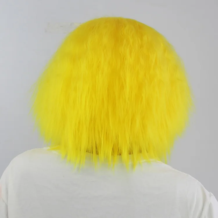 Yiyaobess 14 дюймов кудрявые прямые волосы парик косплей синтетический красный золотой Рыжий желтый синий розовый коричневый короткие женские парики с челкой - Цвет: yellow