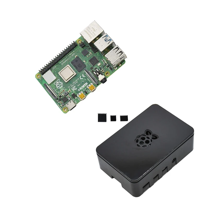 Для Raspberry Pi 4 Модель B 2G ram ABS чехол с черными радиаторами Поддержка 2,4/5,0 ГГц wifi Bluetooth 5,0 для RPI 4 DIY Kit