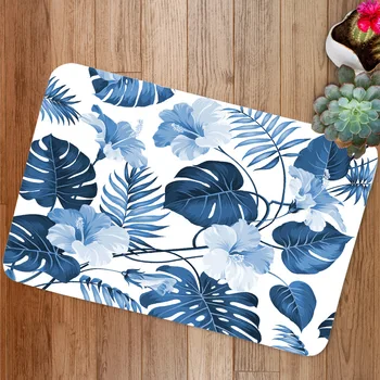 

Print Flannel Floor Mat Bathroom Water Absorbent Non-Slip Soft House Rug Tropical Rainforest Leaves Carpet Plants Doormats