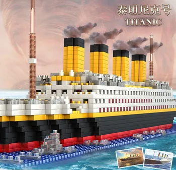 

[Funny] Assembly 1860pcs Diamond TITANIC Luxury Cruise Ship 3D Boat model builing blocks Bricks education toy kids child gift