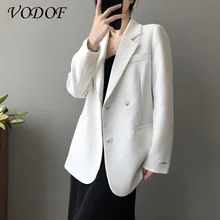Aliexpress - VODOF Oversized black blazer women’s 2022 spring and autumn long-sleeved draped solid color ladies loose silhouette blazer