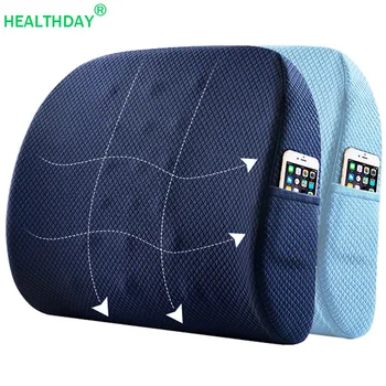 

Back Pillow for Chair Cushion Massage Memory Foam with Phone Pocket Comfortable Breathable Lumbar Support Waist Pad Pillow