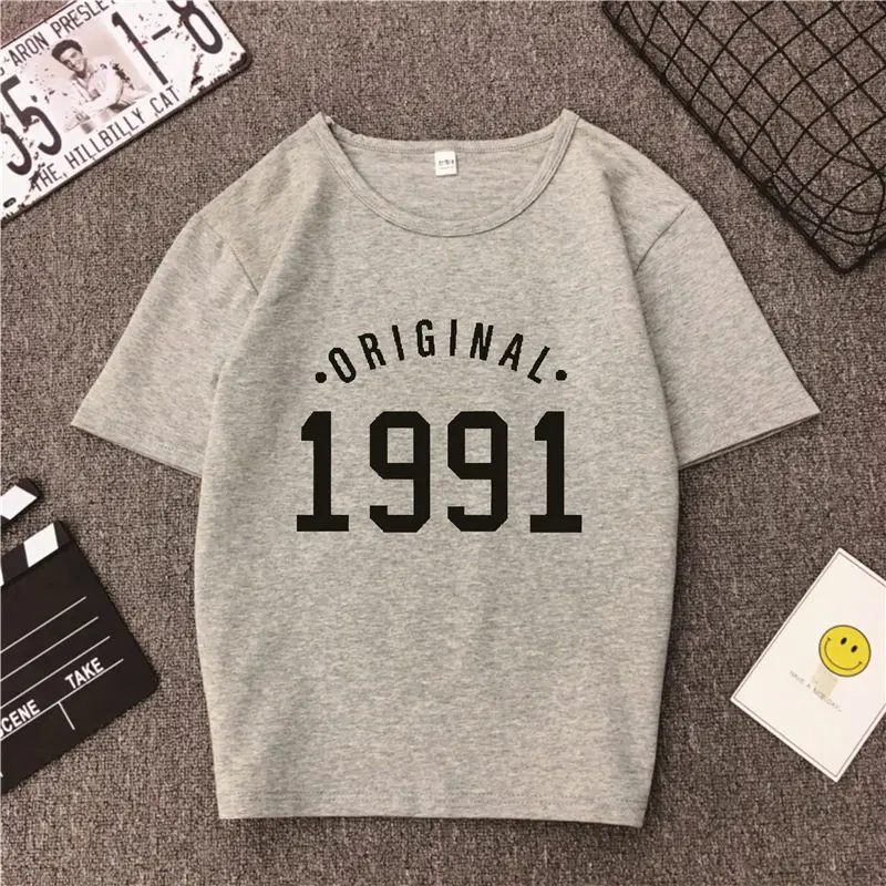 1991 оригинальные настраиваемые футболки для дня рождения, повседневные хлопковые модные футболки Tumblr для дня рождения, Клубные футболки унисекс, эстетические Топы