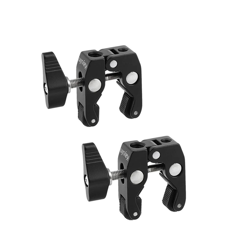 

Kayulin Dual Crab Pliers Clip Super Clamp With 1/4" & 3/8" Threads For DSLR Rig LCD Monitor Studio Light Magic Arm Camera 2PCS