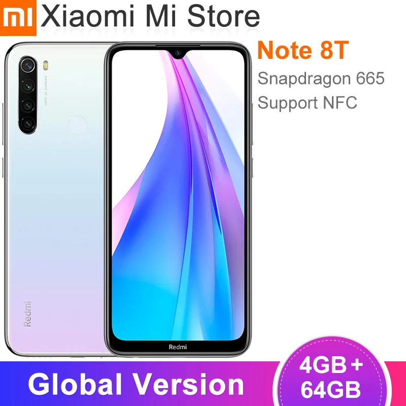 Глобальная версия Xiaomi Redmi Note 8T 4 Гб ОЗУ 64 ПЗУ NFC мобильный телефон 48MP