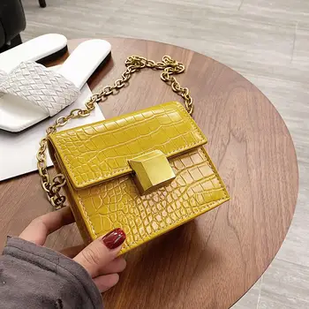 

Mini Leather Crossbody Bags Women Chain Alligator Pattern Shoulder Messenger Bag Youth Ladies Small Square Bag