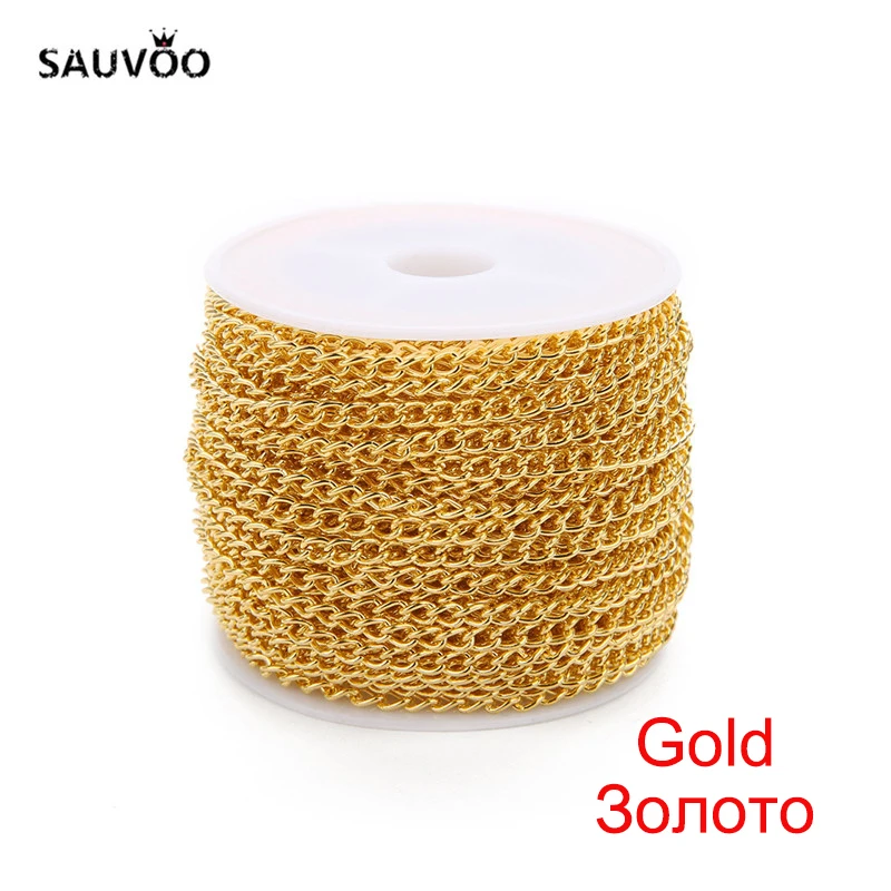 10 Yard/roll 3x4mm Black Gold Rose Gold Rolo Bulk Chain Fit DIY Women Men Chain Pendant Necklace Jewelry Making Finding Supplier