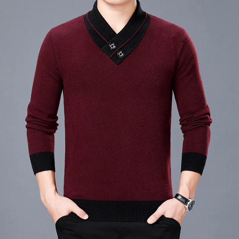 Seller 2020 New Mens Pullover Fashion Brand Jumpers Knitred Sweater Mens Pullover Warm Slim Fit Top Spring V Neck Casual Men Clothes