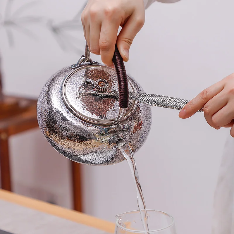 Чистый ручной серебряный горшок вилка Серебряная рыба чайная вилка из серебра 999 пробы чайный набор кунг-фу Аксессуары Серебряная вилка столовое серебро для