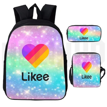 

Russia Type 3D Print Likee Bag 3pcs/set Casual "LIKEE 1 (Like Video)" Zipper Backpack Pencil Case Bagpack Bookbag School Bags