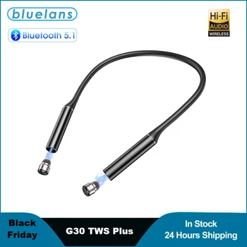 

G30 TWS Plus Bluetooth V5.1 Earphone Magnetic Absorption Nano-Bullet Sports Earbuds Binaural Talking Neck Hanging Earphones
