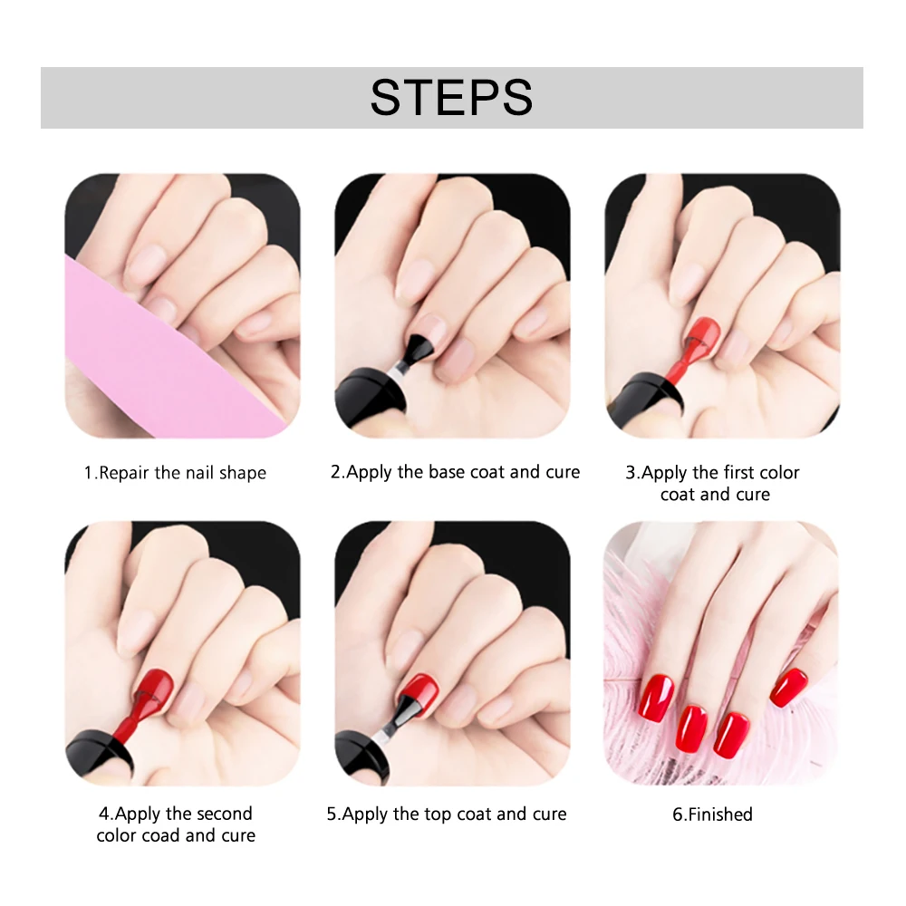 MIZHSE 10ML Top Coat UV Gel Nail Polish Permanent LED Gel Nail Art Soak off Hybrid Varnishes 5