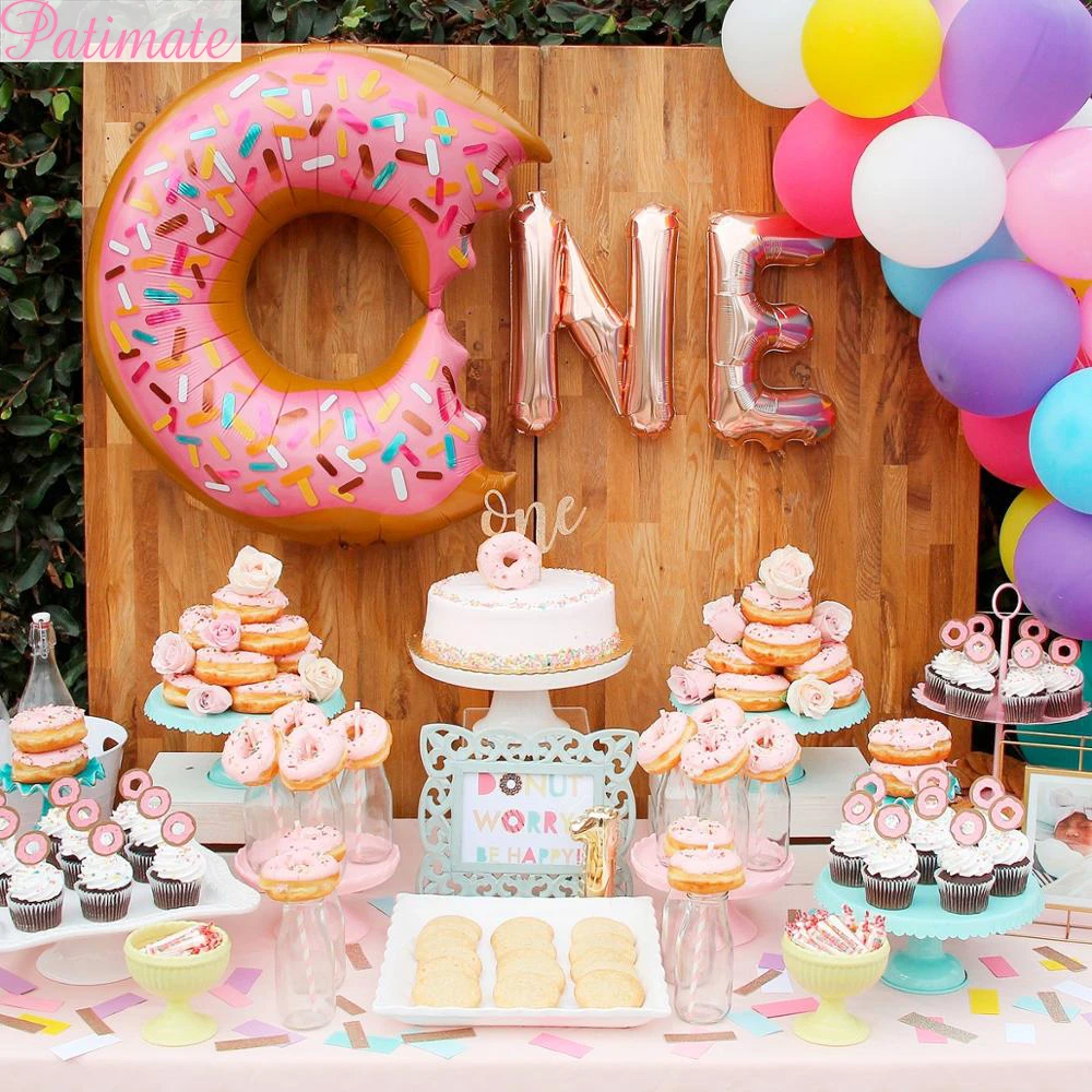 Decoration A Theme De Donuts Pour Anniversaire Bricolage Pour Fete Prenatale Pour Garcon Et Fille Ballons A Donuts Fournitures De Fete Aliexpress