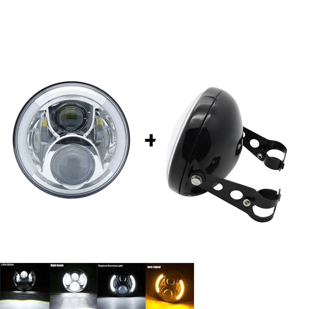 50w Headlight Chrome Мотоцикл " светодиодный фонарь 50 Вт дальнего ближнего света DRL дневная ходовая световая сигнальная лампа 6500K 12V для Touring Softail FLD - Цвет: 50w Headlight Chrome
