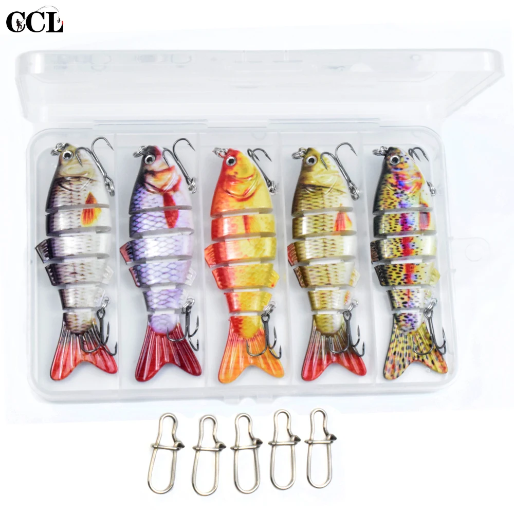 CCLTBA  5PCS/ SET Plastic Box 100MM 16.5G Multi Swimbait Perfect Swimming Action Fishing Swivel Handmade Fishing Hard Lure
