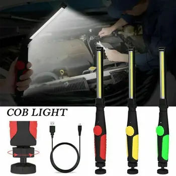 

New Upgraded Rotated Foldable Portable COB Flashlight Torch USB Rechargeable LED Work Light Magnetic COB Lantern + USB Cable