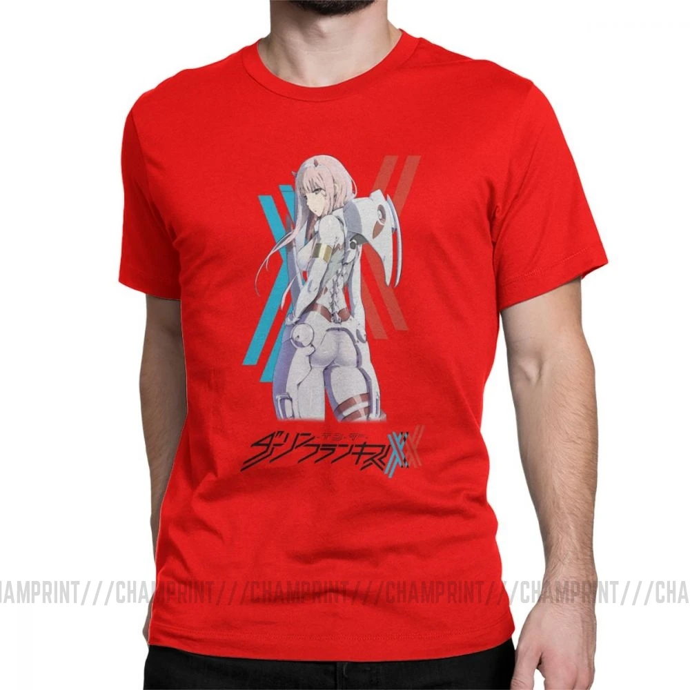 Darling In The Franxx 02 футболки Костюм Пилота Zero Two Мужская футболка стильная футболка из хлопка с короткими рукавами обычные Топы - Цвет: Красный