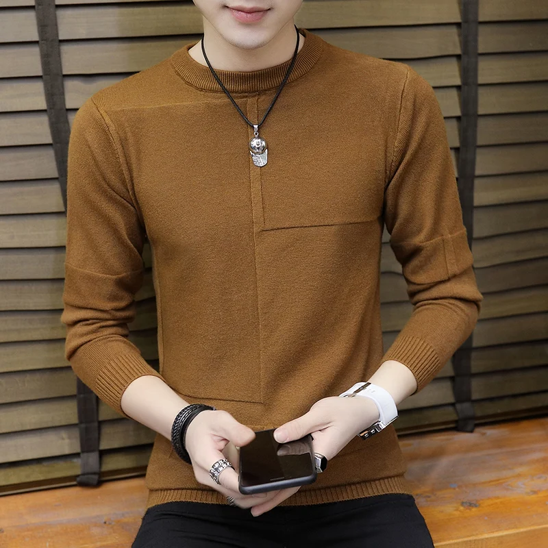 Autumn Men Sweater O-Neck Pullover Sweater Male Coat Solid Color Man Sweaters Elastic Clothes Long Sleeve Homme New Brand C242 Autumn Men Sweater O-Neck Pullover Sweater Male Coat Solid Color Man Sweaters Elastic Clothes Long Sleeve Homme New Brand C242