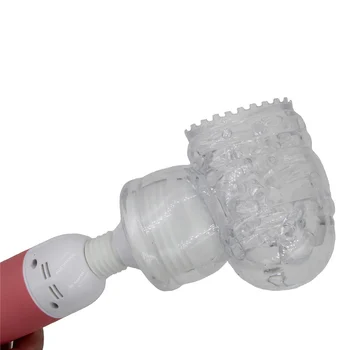 Transparent G-spot Vibrator Clitoris Stimulator Wand Attachment Silicone AV Rod Head Cap Adult Sex Toys for Women 1
